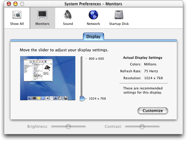 Display in Mac OS X Public Beta (Monitors)