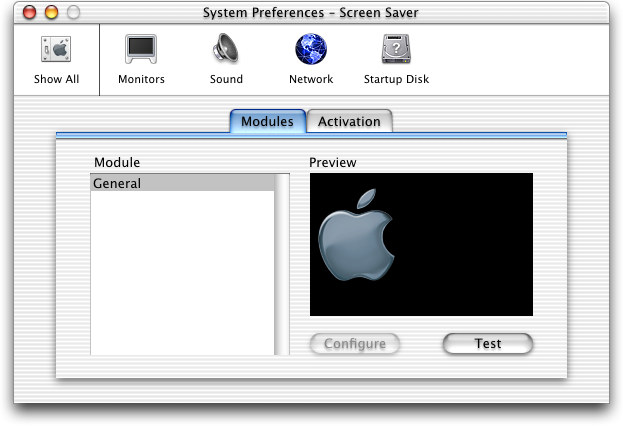 Screensaver in Mac OS X Public Beta (Screen Saver)