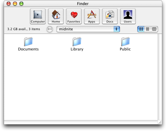 File manager in Mac OS X Public Beta (Finder)